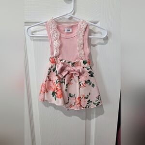 Pink Floral Baby Dress with Lace